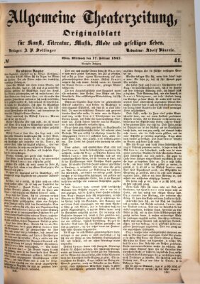 Allgemeine Theaterzeitung Mittwoch 17. Februar 1847