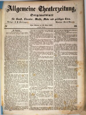 Allgemeine Theaterzeitung Montag 22. März 1847