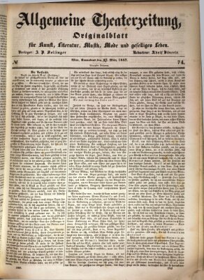 Allgemeine Theaterzeitung Samstag 27. März 1847