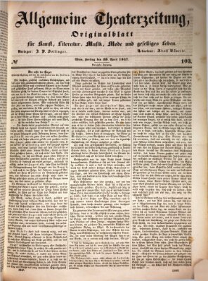 Allgemeine Theaterzeitung Freitag 30. April 1847