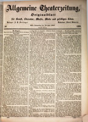 Allgemeine Theaterzeitung Donnerstag 10. Juni 1847