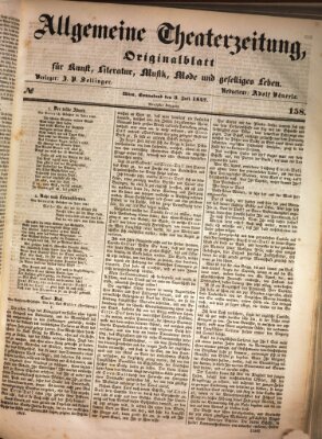 Allgemeine Theaterzeitung Samstag 3. Juli 1847