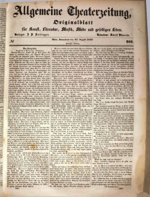 Allgemeine Theaterzeitung Samstag 21. August 1847