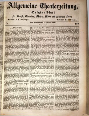 Allgemeine Theaterzeitung Samstag 4. September 1847