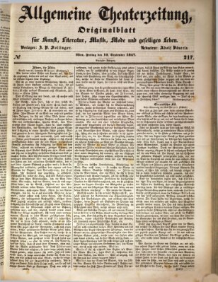 Allgemeine Theaterzeitung Freitag 10. September 1847