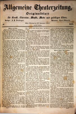 Allgemeine Theaterzeitung Montag 13. September 1847