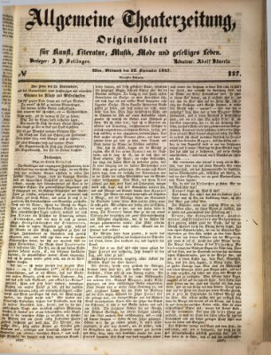 Allgemeine Theaterzeitung Mittwoch 22. September 1847