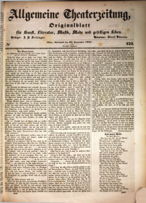 Allgemeine Theaterzeitung Mittwoch 29. September 1847