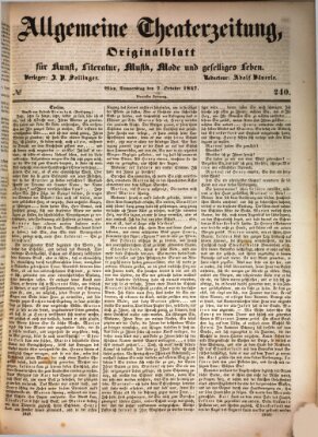 Allgemeine Theaterzeitung Donnerstag 7. Oktober 1847