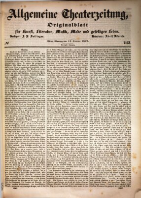 Allgemeine Theaterzeitung Montag 11. Oktober 1847