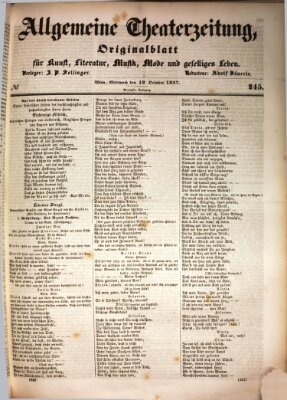 Allgemeine Theaterzeitung Mittwoch 13. Oktober 1847