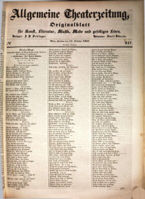 Allgemeine Theaterzeitung Freitag 15. Oktober 1847