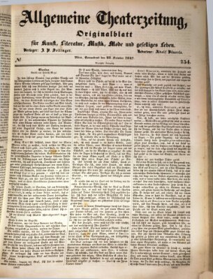 Allgemeine Theaterzeitung Samstag 23. Oktober 1847