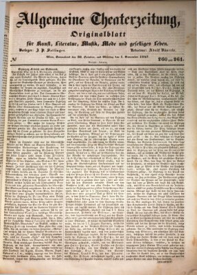 Allgemeine Theaterzeitung Samstag 30. Oktober 1847