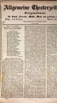 Allgemeine Theaterzeitung Donnerstag 4. November 1847