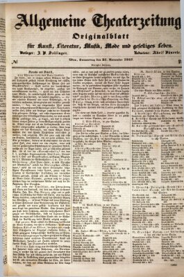 Allgemeine Theaterzeitung Donnerstag 25. November 1847