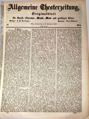 Allgemeine Theaterzeitung Donnerstag 9. Dezember 1847