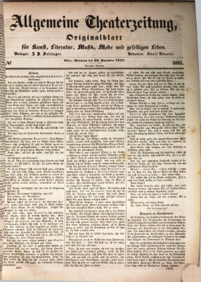 Allgemeine Theaterzeitung Mittwoch 22. Dezember 1847