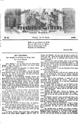 Fränkische Zeitung. Sonntags-Beigabe der Fränkischen Zeitung (Ansbacher Morgenblatt) (Ansbacher Morgenblatt) Sonntag 30. August 1868