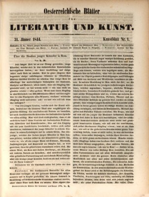 Österreichische Blätter für Literatur und Kunst, Geschichte, Geographie, Statistik und Naturkunde Mittwoch 31. Januar 1844