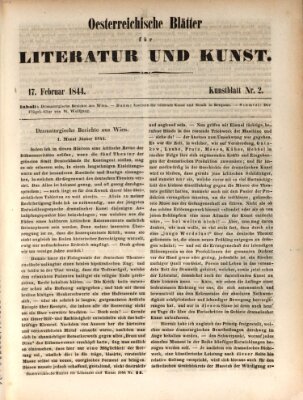 Österreichische Blätter für Literatur und Kunst, Geschichte, Geographie, Statistik und Naturkunde Samstag 17. Februar 1844