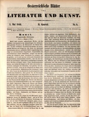 Österreichische Blätter für Literatur und Kunst, Geschichte, Geographie, Statistik und Naturkunde Mittwoch 1. Mai 1844