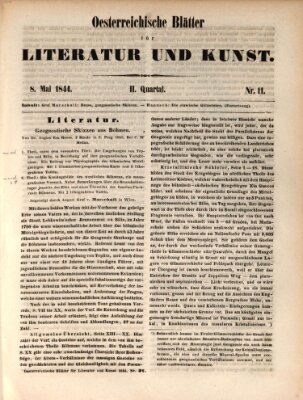 Österreichische Blätter für Literatur und Kunst, Geschichte, Geographie, Statistik und Naturkunde Mittwoch 8. Mai 1844