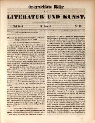 Österreichische Blätter für Literatur und Kunst, Geschichte, Geographie, Statistik und Naturkunde Samstag 11. Mai 1844