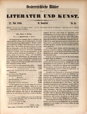 Österreichische Blätter für Literatur und Kunst, Geschichte, Geographie, Statistik und Naturkunde Mittwoch 22. Mai 1844