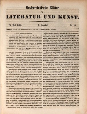 Österreichische Blätter für Literatur und Kunst, Geschichte, Geographie, Statistik und Naturkunde Samstag 25. Mai 1844