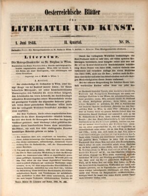 Österreichische Blätter für Literatur und Kunst, Geschichte, Geographie, Statistik und Naturkunde Samstag 1. Juni 1844