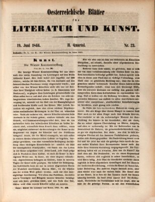 Österreichische Blätter für Literatur und Kunst, Geschichte, Geographie, Statistik und Naturkunde Mittwoch 19. Juni 1844