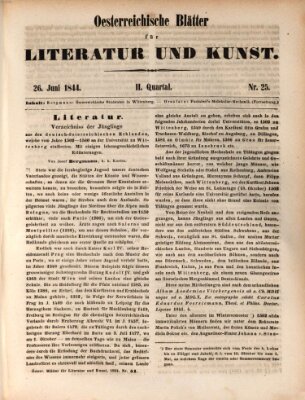 Österreichische Blätter für Literatur und Kunst, Geschichte, Geographie, Statistik und Naturkunde Mittwoch 26. Juni 1844