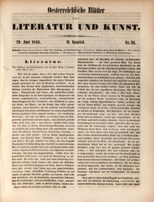 Österreichische Blätter für Literatur und Kunst, Geschichte, Geographie, Statistik und Naturkunde Samstag 29. Juni 1844