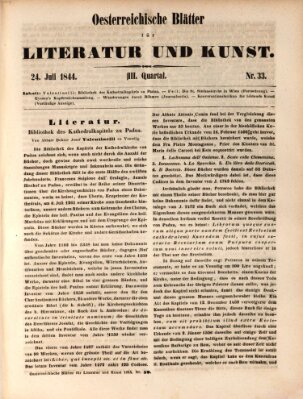 Österreichische Blätter für Literatur und Kunst, Geschichte, Geographie, Statistik und Naturkunde Mittwoch 24. Juli 1844