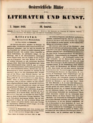 Österreichische Blätter für Literatur und Kunst, Geschichte, Geographie, Statistik und Naturkunde Mittwoch 7. August 1844