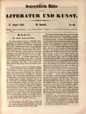 Österreichische Blätter für Literatur und Kunst, Geschichte, Geographie, Statistik und Naturkunde Samstag 17. August 1844