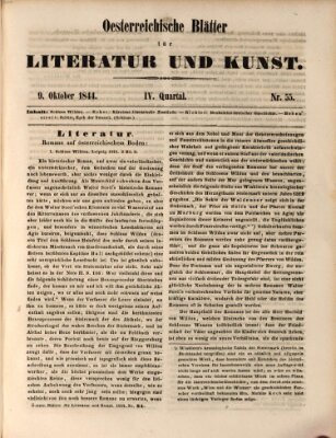 Österreichische Blätter für Literatur und Kunst, Geschichte, Geographie, Statistik und Naturkunde Mittwoch 9. Oktober 1844