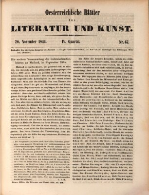 Österreichische Blätter für Literatur und Kunst, Geschichte, Geographie, Statistik und Naturkunde Mittwoch 20. November 1844