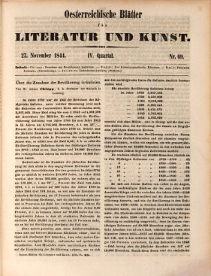 Österreichische Blätter für Literatur und Kunst, Geschichte, Geographie, Statistik und Naturkunde Mittwoch 27. November 1844