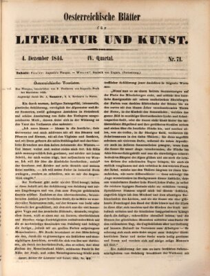 Österreichische Blätter für Literatur und Kunst, Geschichte, Geographie, Statistik und Naturkunde Mittwoch 4. Dezember 1844