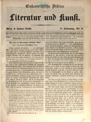 Österreichische Blätter für Literatur und Kunst, Geschichte, Geographie, Statistik und Naturkunde Donnerstag 2. Januar 1845