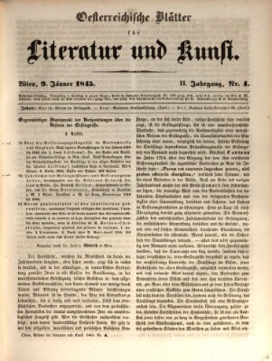 Österreichische Blätter für Literatur und Kunst, Geschichte, Geographie, Statistik und Naturkunde Donnerstag 9. Januar 1845