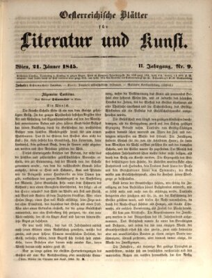 Österreichische Blätter für Literatur und Kunst, Geschichte, Geographie, Statistik und Naturkunde Dienstag 21. Januar 1845