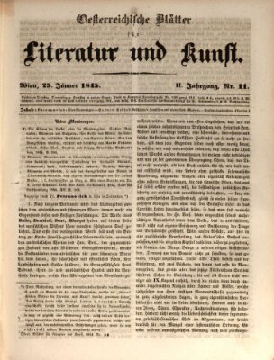 Österreichische Blätter für Literatur und Kunst, Geschichte, Geographie, Statistik und Naturkunde Samstag 25. Januar 1845