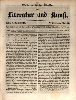 Österreichische Blätter für Literatur und Kunst, Geschichte, Geographie, Statistik und Naturkunde Dienstag 8. April 1845