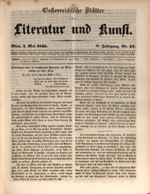 Österreichische Blätter für Literatur und Kunst, Geschichte, Geographie, Statistik und Naturkunde Donnerstag 1. Mai 1845