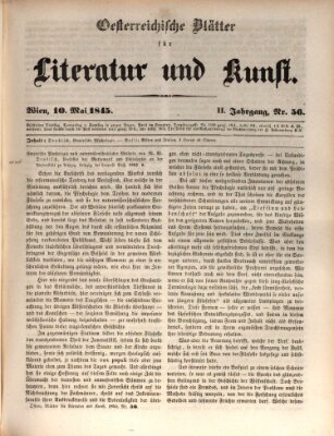 Österreichische Blätter für Literatur und Kunst, Geschichte, Geographie, Statistik und Naturkunde Samstag 10. Mai 1845