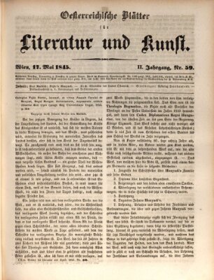 Österreichische Blätter für Literatur und Kunst, Geschichte, Geographie, Statistik und Naturkunde Samstag 17. Mai 1845