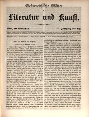 Österreichische Blätter für Literatur und Kunst, Geschichte, Geographie, Statistik und Naturkunde Dienstag 20. Mai 1845